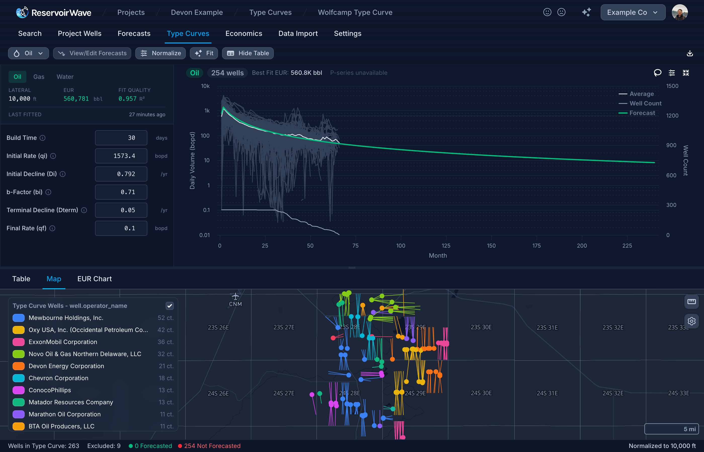 ReservoirWave type curve screenshot